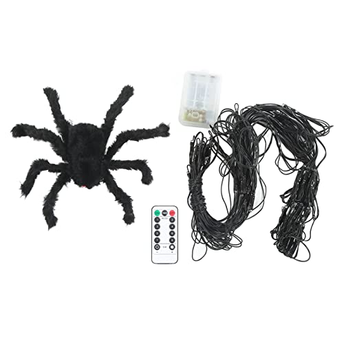 Fdit Fernbedienung Halloween Spinnennetz Lichter Dekorationen Batteriebetriebene Beleuchtete LED Spinnennetz Lichter für Indoor Outdoor Wand Tür Yard Patio Party(Warmweiß) von Fdit