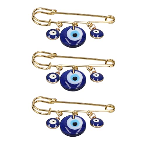 Fdit Kleidungsnadeln 3 Blaue Kinderwagen Legierung Schal Dekoration Kleidung Dekoration Augen Anhänger Goldene Hosen Geschenke Persönlichkeit Perlen Blaues Auge von Fdit