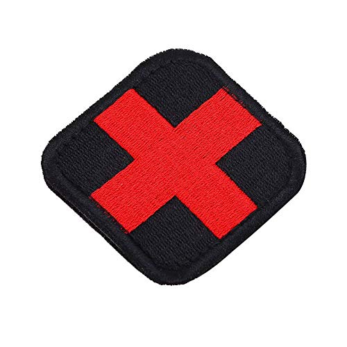 Fdit medizinischen Kreuz Bestickt Patch Aid Haken & Loop Stickerei Patches Applique Abzeichen Dekoration auf Kleidung Tasche Uniformen Mantel Hüte(Schwarz) von Fdit