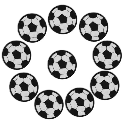 Fußball-Stickerei-Patch, 10 Stück, Abzeichen-Aufkleber für Textilien, Kleidung, Hüte mit Spezialkleber, Zum Aufbügeln oder Aufnähen, 7 Cm, Ideal für Dekoration oder Reparatur von Fdit