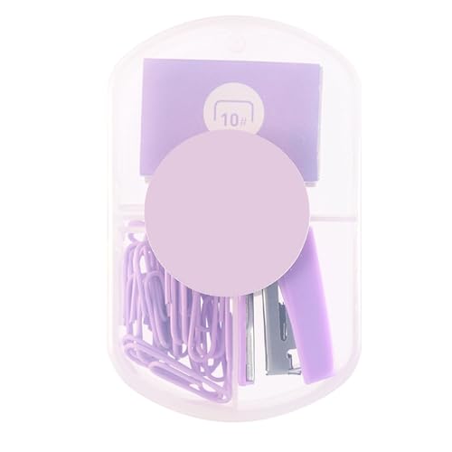 Niedlicher Mini-Hefter, Tragbarer, Effizienter Schulhefter mit Hoher Kapazität, Tischhefter für Büro, Reisen mit Heftklammerentferner für Schüler-Briefpapier-Set (PURPLE) von Fdit