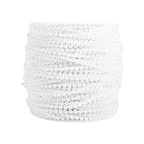 Perlenbesatz, 50 M Rolle, 3 Mm Perlenkette, Girlande, Weiß-beige, Künstliche Perlenschnur für Blumen, Hochzeit, Party, Weihnachtsbaumdekoration (WHITE) von Fdit