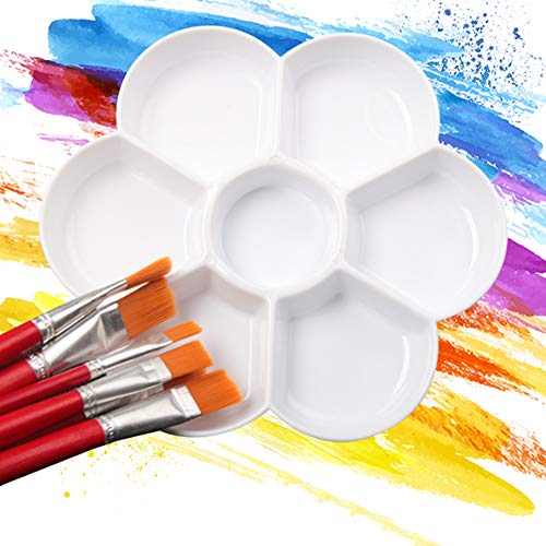 Pflaumenförmige Palette, Kunst-Zeichentablett Zum Mischen von Farben mit 7 Löchern, Tragbares Design für Künstler mit Gouache-, Aquarell- und Ölmalerei (White) von Fdit