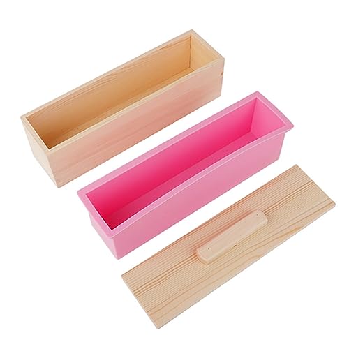 Rechteck Silikon Seifenform Hochtemperaturbeständige Lebensmittelseife mit Deckel DIY Tool zum Backen Kuchen Eis Schokolade 900ML Pink von Fdit