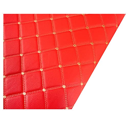 Kunstleder Gesteppt Kaschiert Meterware 160cm ×100cm, Leder Polsterstoff Stoff für Schrank Ledertasche Autositz Sofa Möbel Repara, Schwarz (rote Linie) (Color : Red, Size : 1.6x1m) von Fdl123456@