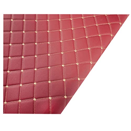 Kunstleder Gesteppt Kaschiert Meterware 160cm ×100cm, Leder Polsterstoff Stoff für Schrank Ledertasche Autositz Sofa Möbel Repara, Schwarz (rote Linie) (Color : Wine red, Size : 1.6x1m) von Fdl123456@