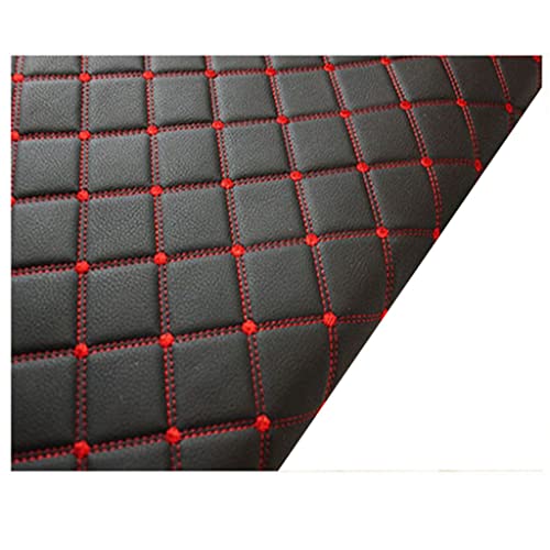 Kunstleder gesteppt kaschiert Meterware Leder Polsterstoff Stoff 160cm Weinrot (Color : Black (red line), Size : 1.6x1m) von Fdl123456@