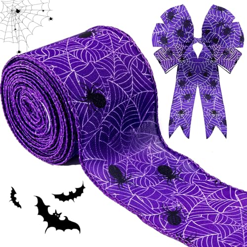 Halloween Ripsband, FePen 6.4 cm x 4.6 m Halloween-Bänder, Halloween Geschenkband, Halloween Grosgrain Ribbon, DIY-Band für Halloween-Geschenkdekoration und -verpackung, Girlande, Hochzeit von FePen