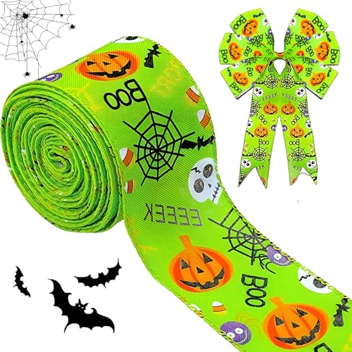 Halloween Ripsband, FePen 6.4 cm x 4.6 m Halloween-Bänder, Halloween Geschenkband, Halloween Grosgrain Ribbon, DIY-Band für Halloween-Geschenkdekoration und -verpackung, Girlande, Hochzeit von FePen