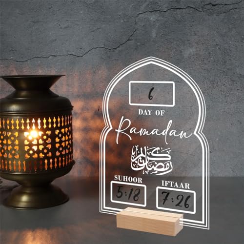 Feaolala Ramadan Adventskalender Holz Countdown Kalender Dekorationen für Zuhause, 30 Tage Til Eid Ramadan und Eid Decor Ramadan Advent Calendar Countdown Calendars Lantern (Weiß 2) von Feaolala