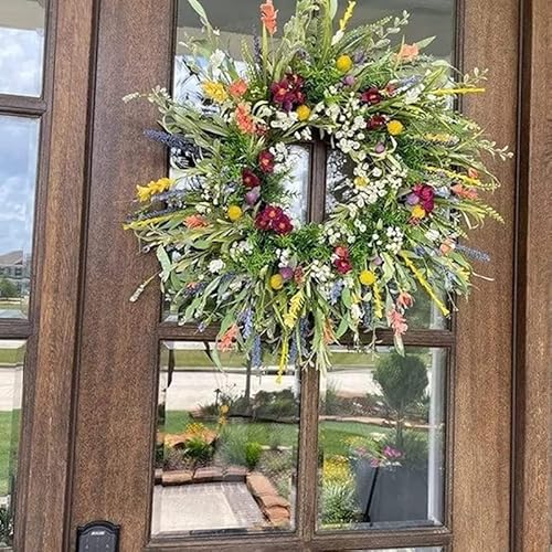 Türkranz FrüHling, Türkranz, Künstliche Wildblumen Girlande, Dekorative Mehrzweck Girlande,15,74 Zoll, Haustür, Frühlings Sommer Kranz 45cm (40 cm) von Feaolala