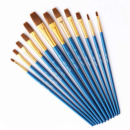 Künstlerpinsel,12er Pack Fein Pinsel Art Painting Set für Aquarell Acryl Ölgemälde DIY Zeichnung Erwachsene Jugendliche Anfänger Kinder Künstler Nylon Blau von Febbya