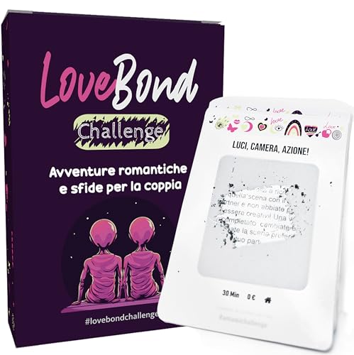 Febio LoveBond Challenge Herausforderungsspiel für Paare - Geschenk für Sie und Ihn - 40 Freirubbelkarten mit originellen und lustigen Paaraktivitäten - Geschenkidee für Freundin von Febio