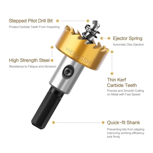 Carbid -Tipps HSS -Bohrer Bit Set Titan beschichtete Metalllegierung Cutter -Werkzeuge für Schlösser, Knöpfe Installation von Febuliy