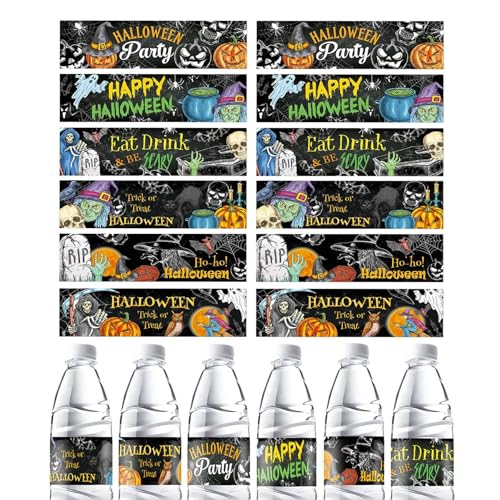 Fecfucy Halloween-Wasserflaschen-Etiketten – Happy Halloween Wasseraufkleber, ästhetische Aufkleber, Halloween-Partyzubehör, Dekoration, wasserdichte Wasserflaschen-Verpackung für Veranstaltungen, von Fecfucy