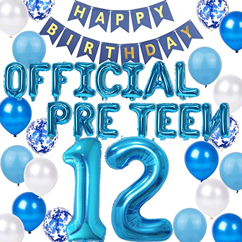 12. Geburtstag Dekorationen Blau für Jungen, offizielle Pre-Teen-Ballons 12. Geburtstag Banner Blaue Nummer 12 Stern Folienballons Konfetti Ballons für 12 Jahre alte Geburtstagsbedarf Jungen von Fechy