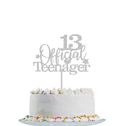 13.Geburtstag Tortendeko Silber 13 Offizielle Teenager 13. Geburtstag Kuchen Topper Glitter für 13. Geburtstag Kuchendeko Dekoration Mädchen Jungen (Silber) von Fechy