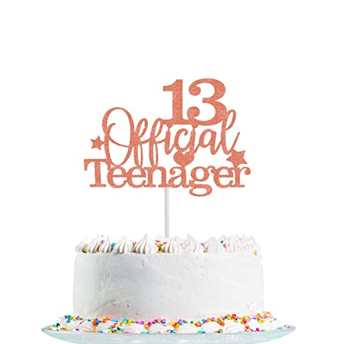 13.Geburtstag Tortendeko Roségold13 Offizielle Teenager 13. Geburtstag Kuchen Topper Glitter für 13. Geburtstag Kuchendeko Dekoration Mädchen Jungen (Roségold) von Fechy