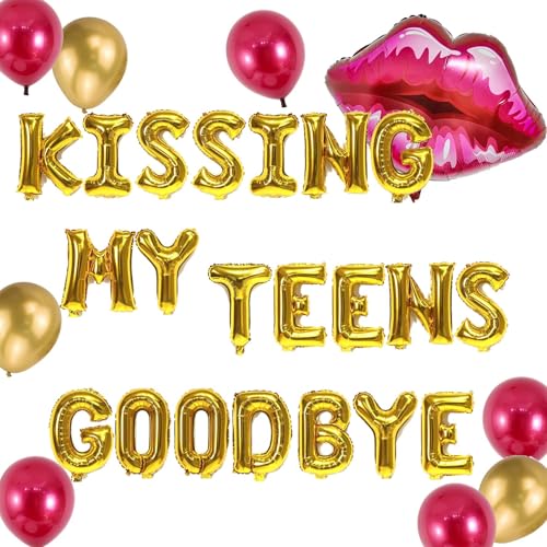 Kissing My Teens Goodbye Ballonbanner Geburtstagsparty Gold 20. Geburtstag Party Dekor Ballons für Zwanziger Geburtstag 20 Jahre alt Jahrestag Party Dekorationen Supplies von Fechy