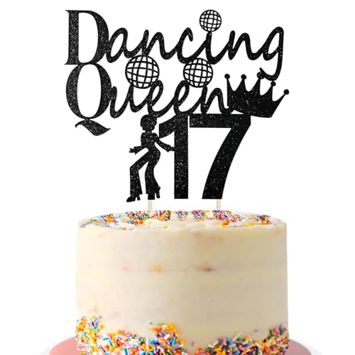 Tortenaufsatz zum 17. Geburtstag, schwarzer Glitzer, tanzende Königin, 17 fabelhafte Kuchendekorationen für Hello 17 Cheers to 17 Years 17. Geburtstag, Party, Mädchen, Jungen, Schwarz Tortenaufsatz zum 17. Geburtstag, schwarzer Glitzer, tanzende Königin, 17 fabelhafte Kuchendekorationen für Hello 17 Cheers to 17 Years 17. Geburtstag, Party, Mädchen, Jungen, Schwarz von Fechy
