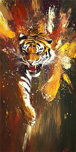 Abstrakt Diamond Painting Tiger Diamond Painting Erwachsene Groß XXL 140x70cm, 5D Diamant Painting Bilder Erwachsene Basteln, DIY Diamond Painting Rund Crystal Art für Zimmer Deko Wohnzimmer -236 von Feeaxeae