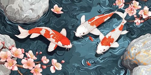 Blume Diamant Painting Bilder für Erwachsene, 5D Diamond Painting Koi Diamond Painting 200x100cm, DIY Kreativ Set für Erwachsene, Art Bastelnset for Deko Schlafzimmer, Geschenke für Frauen -1281 von Feeaxeae