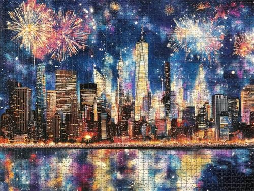 DIY Malen Nach Zahlen Erwachsene Feuerwerk Malen Nach Zahlen Stadt Malen Nach Zahlen ab 7 8 9 10 Jahre Mädchen Bastelset, Farbe Acrylfarbe Ölgemälde Set, Zimmer Deko, Gift (50x70 cm Mit Rahmen)-k1932 von Feeaxeae