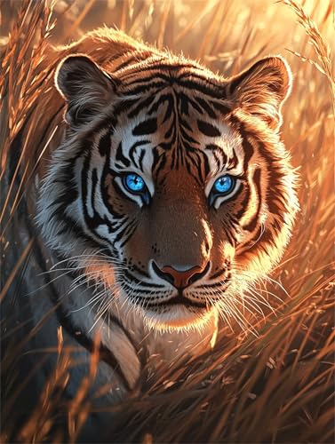 DIY Malen Nach Zahlen Erwachsene Tiger Malen Nach Zahlen Tier Malen Nach Zahlen ab 7 8 9 10 Jahre Mädchen Bastelset, Farbe Acrylfarbe Ölgemälde Set, Zimmer Deko, Gift (50x70 cm Mit Rahmen)-k1276 von Feeaxeae