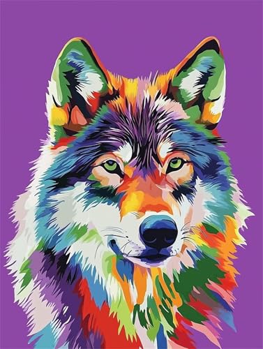 DIY Malen Nach Zahlen Erwachsene Wolf Malen Nach Zahlen Tier Malen Nach Zahlen ab 7 8 9 10 Jahre Mädchen Bastelset, Farbe Acrylfarbe Ölgemälde Set, Zimmer Deko, Gift (50x70 cm Mit Rahmen)-k1268 von Feeaxeae