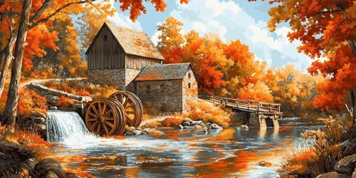 Diamond Painting Herbst, 5D Landschaft Diamond Painting 120x60cm, DIY Diamant Painting Bilder Erwachsene Mosaikherstellung, Diamond Painting Kinder Crystal Art Bastelnset, Wanddeko Aesthetic -815 von Feeaxeae