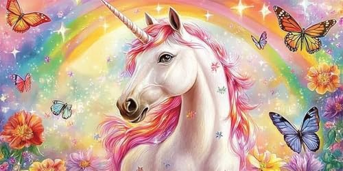 Diamond Painting Karikatur, 5D Einhorn Diamond Painting 120x60cm, DIY Diamant Painting Bilder Erwachsene Mosaikherstellung, Diamond Painting Kinder Crystal Art Bastelnset, Wanddeko Aesthetic -494 von Feeaxeae