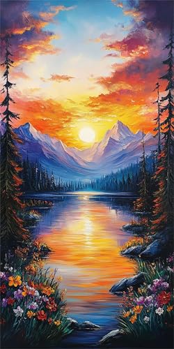 Sonnenuntergang Diamant Painting Bilder für Erwachsene, 5D Diamond Painting Landschaft Diamond Painting 140x70cm, DIY Kreativ Set für Erwachsene Art Basteln, Deko Schlafzimmer,Geschenke für Frauen-330 von Feeaxeae