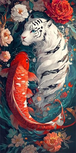 Tiger Diamond Painting Koi Diamond Painting Erwachsene Groß XXL 180x90cm, 5D Diamant Painting Bilder Erwachsene Basteln, DIY Diamond Painting Rund Steine Crystal Art für Zimmer Deko Wohnzimmer -246 von Feeaxeae