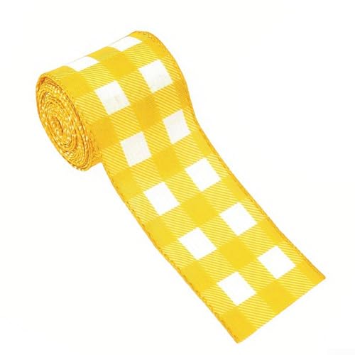 Feegow Juteband mit Draht, 6,3 cm x 4,5 m Rolle, Gelb – Band mit Drahtrand für Bastelarbeiten, Persent Wrapping Kranz, Weihnachtsbaumdekoration (B) von Feegow