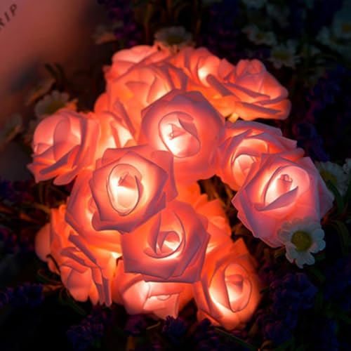 für Weihnachtslichterkette, fesselnde rosa Rosen-Lichterkette mit 40 LEDs für Weihnachtsfeier, Weihnachtsdekoration (Rosa) von Feegow