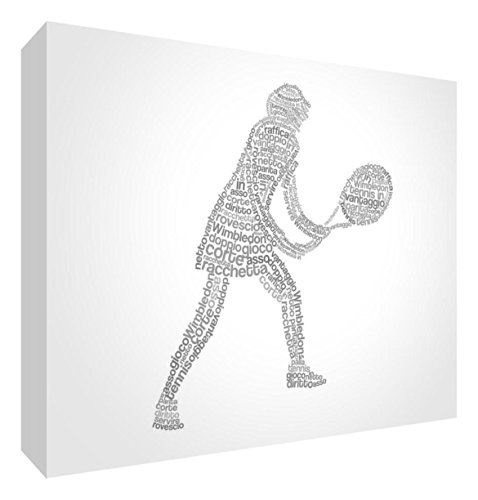 Feel Good Art tennisgirl2436 – 01It Tennisspieler Bild auf Leinwand verpackt mit Frontblende voller Position modernes typographisches 91 x 60 cm cremefarben von Feel Good Art