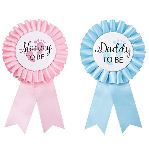 Feelairy 2 Stück Luftballons Babyparty Neutral Ballon Baby Luftballons Boy Girl mit 2 Pcs Daddy and Mommy to Be Weißblech Abzeichen Nadel für Babyparty Baby Dusche Gender Reveal Party Deko (A) von Feelairy