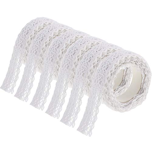 Feelairy 6 Rolls Spitzenband Selbstklebende, Vintage Spitze Bänder zum Basteln Spitze Dekoband Lochstickerei Spitzen-Tape Für Hochzeit Tischdeko DIY Geschenkband Bordüre Scrapbook von Feelairy