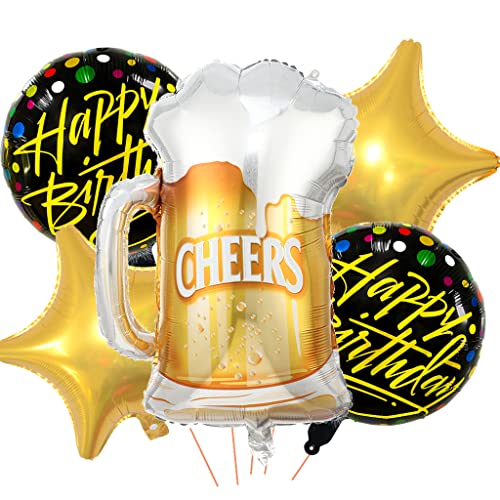 Feelairy Folienballon Bierflasche Deko, 5 Stück Luftballon Weinflasche Sektflasche Riesen Helium Ballons Bier Flasche Luftballons Happy Birthday Deko für Geburtstagsdeko Frauen Mann Party Deko von Feelairy