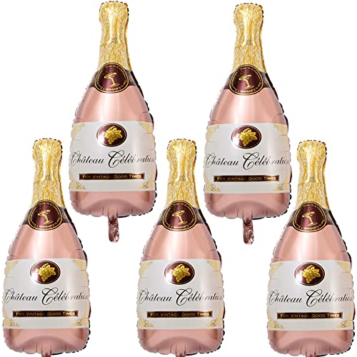 Feelairy Folienballon Sektflasche Deko, 5 Stück Riesen Luftballon Champagner Flasche Helium Ballon Weinflaschen Weinglas Ballons Bier Deko für Erwachsene Geburtstag Hochzeit Party Deko von Feelairy