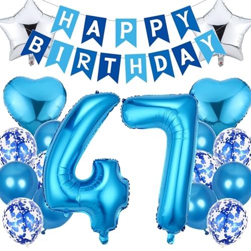 Feelairy Geburtstagsdeko 47 Jahre Mann, Luftballon 47. Geburtstag Deko Männer, Happy Birthday Deko Folienballon 47 Jahre Geburtstag Männer, Blau Ballon 47. Geburtstag Mann Party Dekoration Set Feelairy Geburtstagsdeko 47 Jahre Mann, Luftballon 47. Geburtstag Deko Männer, Happy Birthday Deko Folienballon 47 Jahre Geburtstag Männer, Blau Ballon 47. Geburtstag Mann Party Dekoration Set von Feelairy