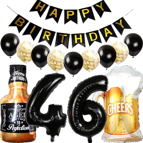 Feelairy Luftballons 46. Geburtstag Deko, Geburtstagsdeko 46 Jahre Mann Frau, Folienballon Whiskey Bierglas Ballon Weinflasche Bier Deko, Happy Birthday Banner für 46 Jahre Geburtstag Party Deko Set Feelairy Luftballons 46. Geburtstag Deko, Geburtstagsdeko 46 Jahre Mann Frau, Folienballon Whiskey Bierglas Ballon Weinflasche Bier Deko, Happy Birthday Banner für 46 Jahre Geburtstag Party Deko Set von Feelairy