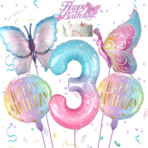 Feelairy Schmetterling Deko Geburtstag 3 Jahre Mädchen, Bunt Schmetterling 3, Luftballon 3 Jahre Geburtstagsdeko Mädchen Schmetterling Ballons Happy Birthday Deko für 3. Geburtstag Mädchen Deko Feelairy Schmetterling Deko Geburtstag 3 Jahre Mädchen, Bunt Schmetterling 3, Luftballon 3 Jahre Geburtstagsdeko Mädchen Schmetterling Ballons Happy Birthday Deko für 3. Geburtstag Mädchen Deko von Feelairy