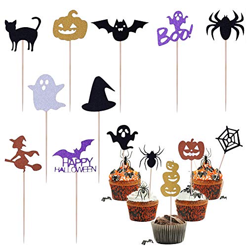 Halloween Cupcake Toppers,28Pcs Halloween Picks Halloween Cupcake Topper Picks Halloween Cake Picks Halloween-Kuchendeckel Halloween Cupcake Topper Picks für Halloween Party Cupcake Dekorationen von Feelava