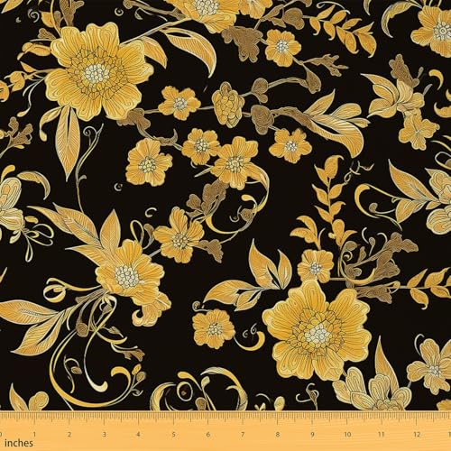 Feelyou Blumenstoff von The Yard Blumenstoff, 91 cm, Blumenmuster, botanisch, dekorativ, wasserdicht, für den Außenbereich, schwarz / gelb, Polsterstoff für Stühle, Mode, Luxus, DIY, Reupholstery Feelyou Blumenstoff von The Yard Blumenstoff, 91 cm, Blumenmuster, botanisch, dekorativ, wasserdicht, für den Außenbereich, schwarz / gelb, Polsterstoff für Stühle, Mode, Luxus, DIY, Reupholstery von Feelyou
