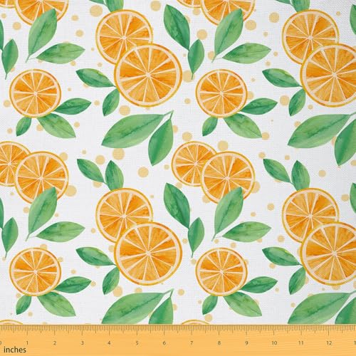 Feelyou Orange Fruit Fabric by The Yard 2 Yard Botanical Fruit and Leaves Polsterstoff für Stühle für Kinder Jungen Mädchen Zitrusfrucht Polsterstoff für Stühle Orange von Feelyou