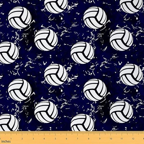 Feelyou Volleyball-Stoff von The Yard, Rugby-Sport-Polsterstoff, Outdoor-Stoff, Volleyball-Spiel, Sport, Blau-Weiß, Polsterstoff für Stühle, 91 cm, von Feelyou