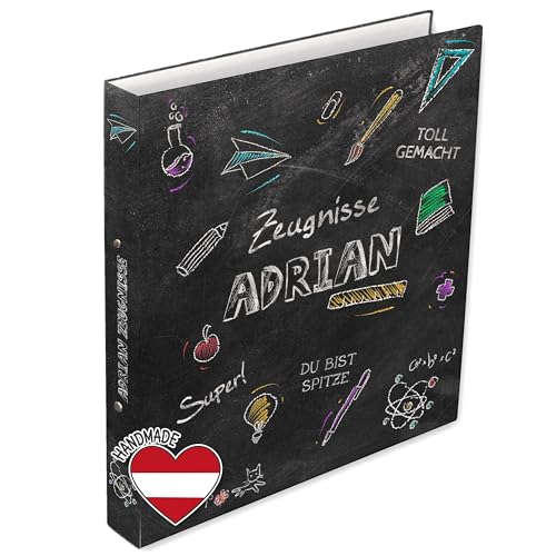 FEENSTAUB Personalisierte Zeugnismappe mit Namen und Text, Dokumentenmappe für Zeugnisse, Ordner A4 schmal Kinder, Zeugnisringbuch A4, Zeugnisordner, Geschenk Einschulung, Mappe Tafel von Feenstaub