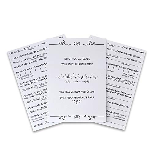 FEENSTAUB 30 Gästebuchkarten für die Hochzeit, Fragen an Hochzeitsgäste zum Ausfüllen & Einkleben in Album, Hochzeitswünsche für das Brautpaar, Hochzeit Spiele für Gäste, Gästekarten Notiz von Feenstaub