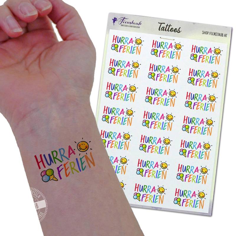 Kindertattoo Ferienbeginn Geschenkidee, Sommerferien Geschenk, Lehrergeschenk, Temporäre Tattoos, Abziehtattoo, Zeugnisgeschenk Mitgebsel von FeenstaubHandmade